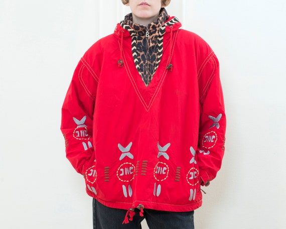 80s red leopard bogner ski parka jacket