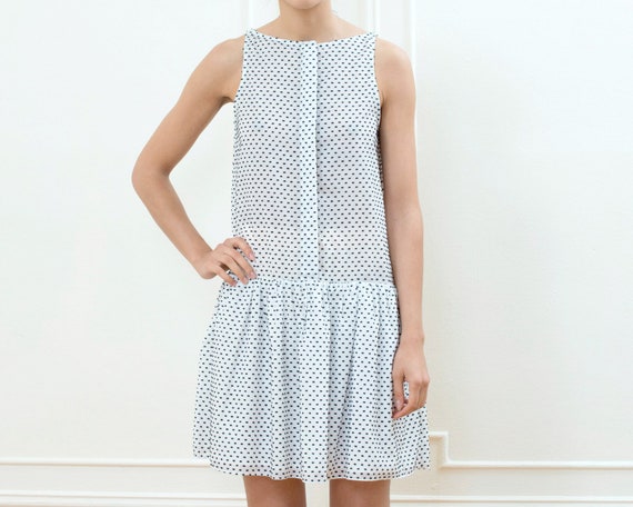 vintage white sheer swiss dot mini dress | boatne… - image 1