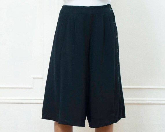 black wool culottes medium | black wide leg long s