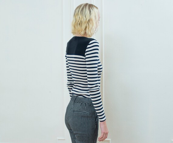 navy striped shirt | 90s long sleeve striped t sh… - image 5