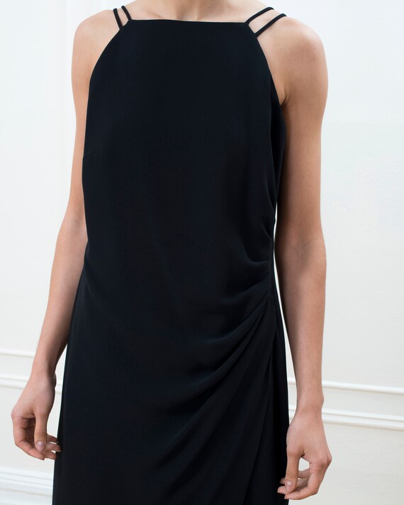 90s black slip dress | wrap mini dress | minimali… - image 2