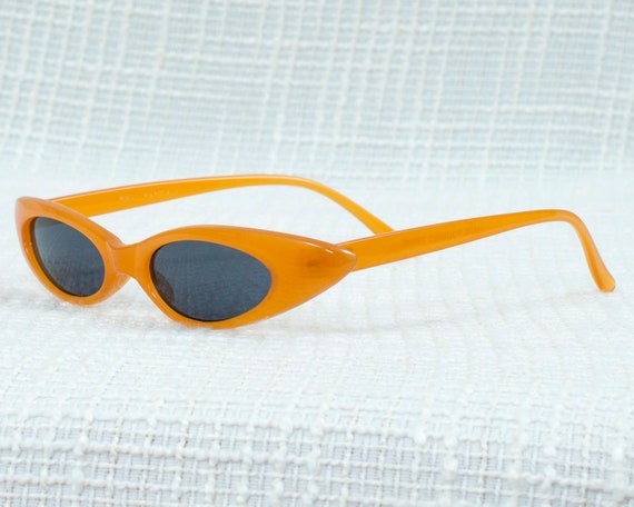 80er Jahre Orange Katzenauge kleine Sonnenbrille schmale Punk Rock  Sonnenbrille neue romantische Sonnenbrille punk futuristische Sonnenbrille  - .de