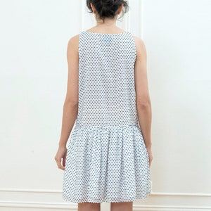 vintage white sheer swiss dot mini dress boatneck ruffle skirt drop waist dress image 7