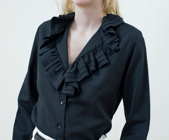 black ruffle shirt