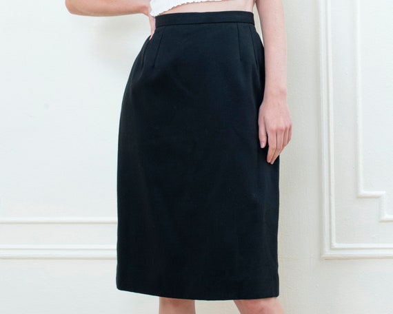 90s black cotton pencil skirt 29 waist | minimalis