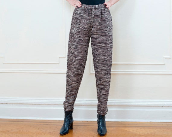 90s dark red pants 27 waist | abstract tweed high… - image 2