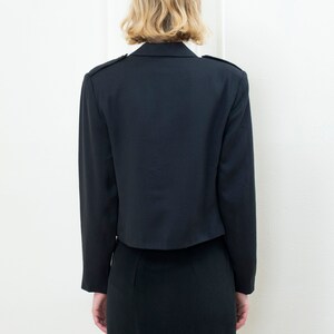 90s black cropped blazer military cropped jacket minimalist blazer minimal evening jacket image 5