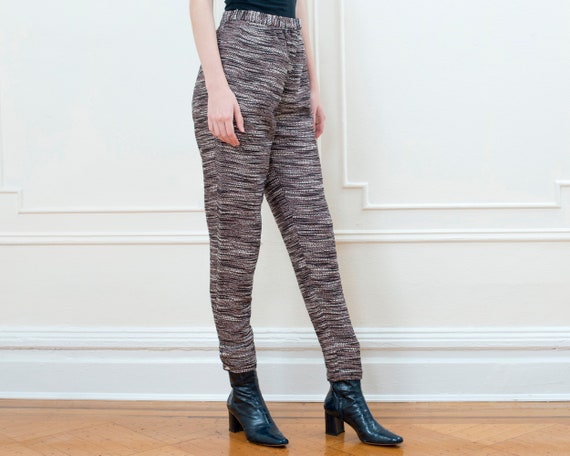 90s dark red pants 27 waist | abstract tweed high… - image 4