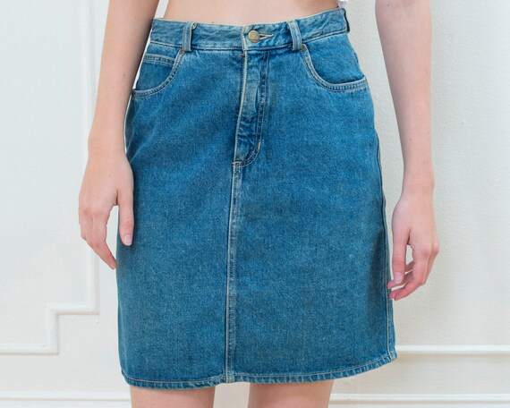 90s jean skirt | denim mini pencil skirt small | … - image 2