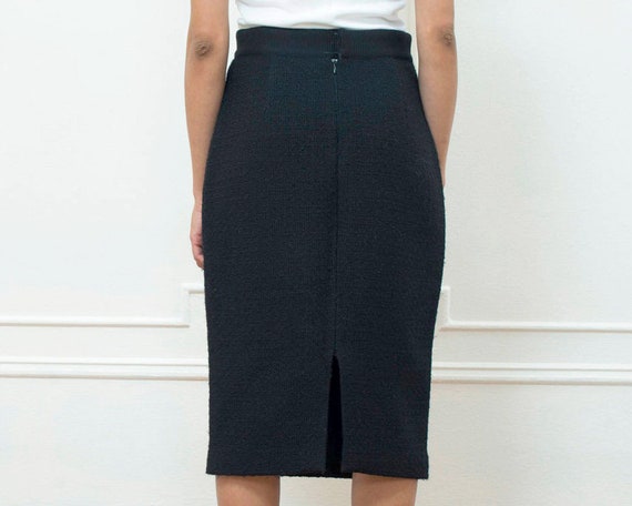 black wool pencil skirt medium | 90s minimalist g… - image 4