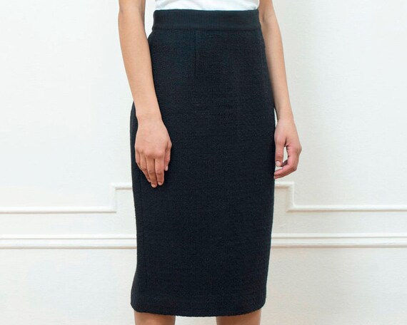 black wool pencil skirt medium | 90s minimalist g… - image 2
