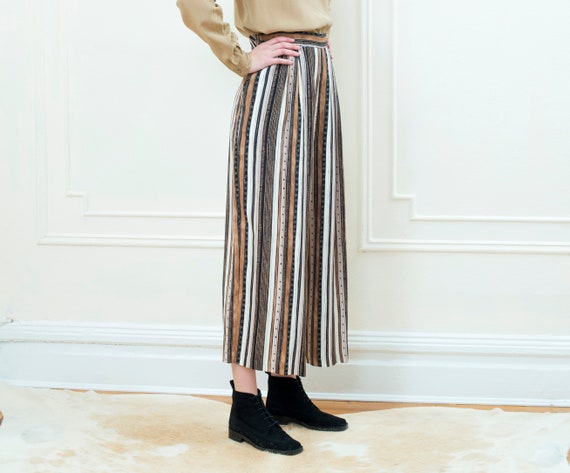 80s brown striped wide leg pants medium | southwe… - image 3