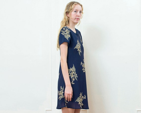 90s navy floral dress | mini slip dress | short s… - image 3