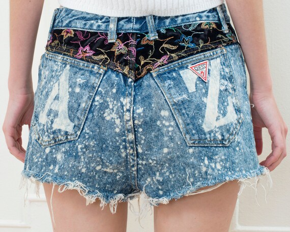 Jean Shorts 28 Waist Acid Wash Velvet 