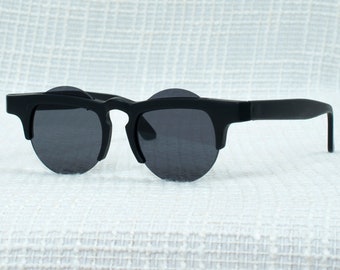 90s black round sunglasses | industrial goth steampunk vintage sunglasses | minimalist plastic sunglasses | minimal futuristic sunglasses