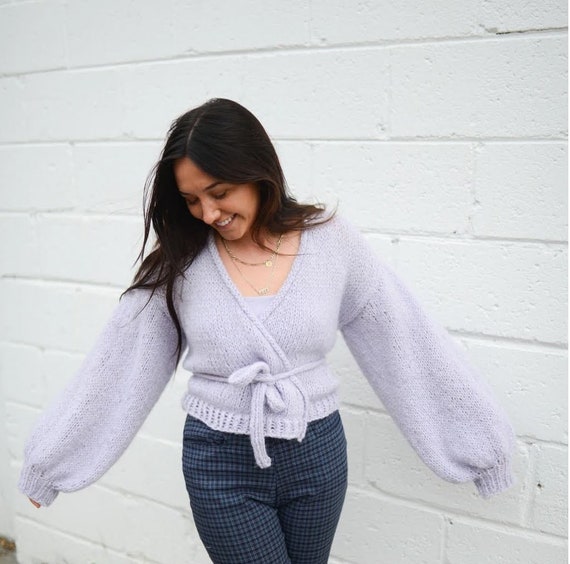 Fluffy Wrap Cardigan Alpaca. Hand 
