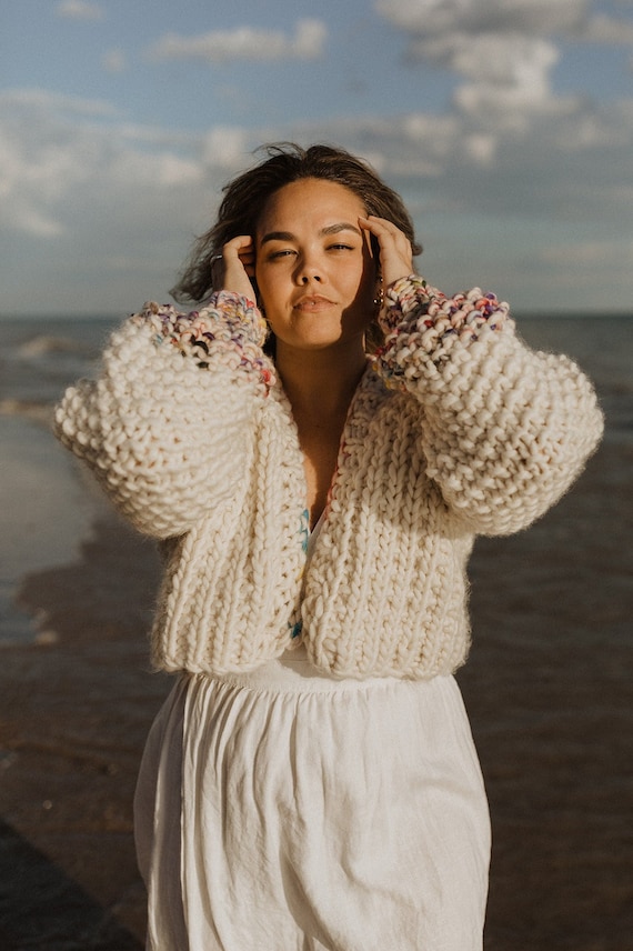 Chunky ivory cardigan hotsell