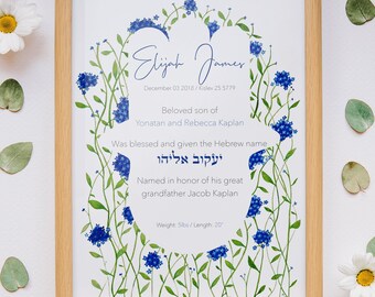 Jewish Baby Naming Certificate fruitful Fine-art | Etsy