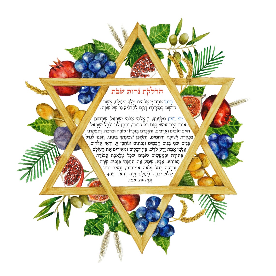 Shabbat Candle Lighting Blessing fruitful Seven Etsy