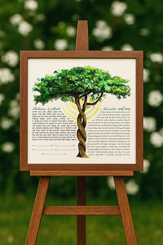 Ketubah ""Lebensbaum"" | Handgemaltes Aquarell Original oder Druck |  Mandala mit Blattgold und Olivenbaum - Etsy sterreich
