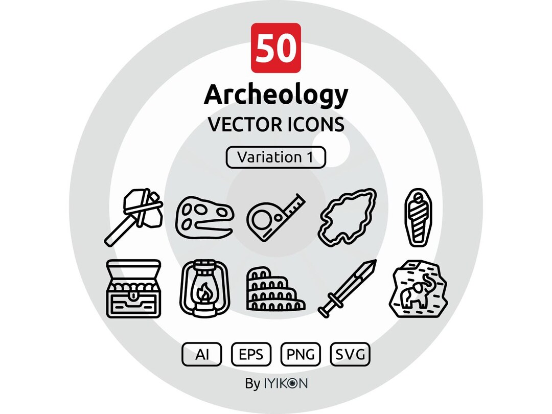 50 Archeology Icons | Thick Line Icon Bundle – | Instant Download ...
