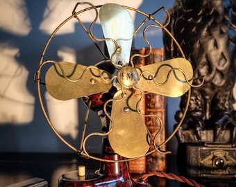 Emi Vintage Art Deco Tisch Ventilator Ventilator aus den 1930er 1940er Jahren in Messing und Bakelit