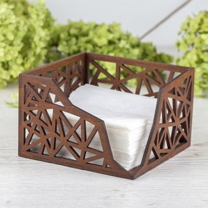 Rustic Wood Napkin Holder | Luncheon and Cocktail Napkin Tray for Kitchen