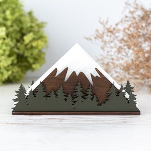 Wooden Napkin Holder with Mountains & Forest Design | Kitchen Storage (Luncheon and Cocktail Napkins)