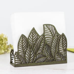 Porta tovaglioli in legno con motivo floreale - Verde