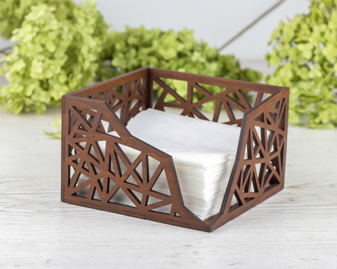 Rustic Wood Napkin Holder Luncheon and Cocktail Napkin Tray for Kitchen