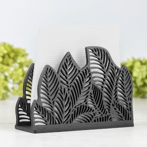 Porta tovaglioli in legno grigio con motivo floreale