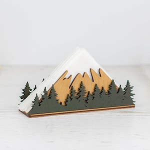 Porta tovaglioli in legno ispirato alla montagna / Elegante contenitore per tovaglioli da pranzo e da cocktail