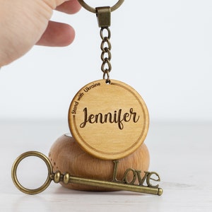 Engraved Wooden Personalized Keychain | Custom Double Side Mandala Keyring