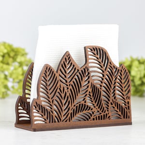 Serviettenhalter aus Holz mit floralem Design