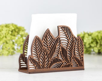 Wood Napkin Holder with Floral Design