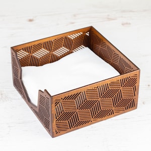 Serviettenhalter aus Holz mit geometrischem Muster | Küchen Aufbewahrung