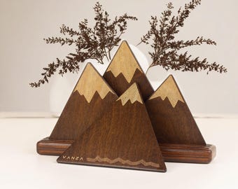 Ensemble de montagnes russes avec support | Tasses en bois