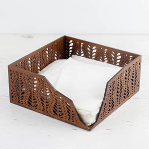 Holz-Serviettenhalter für Tisch | Serviettentablett für die Küche, Florales Design