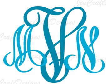 Vine monogram font Svg Interlocking Monogram Svg files Monogram SVG Round Monogram svg Cricut font svg, eps, dxf Silhouette Font Letters