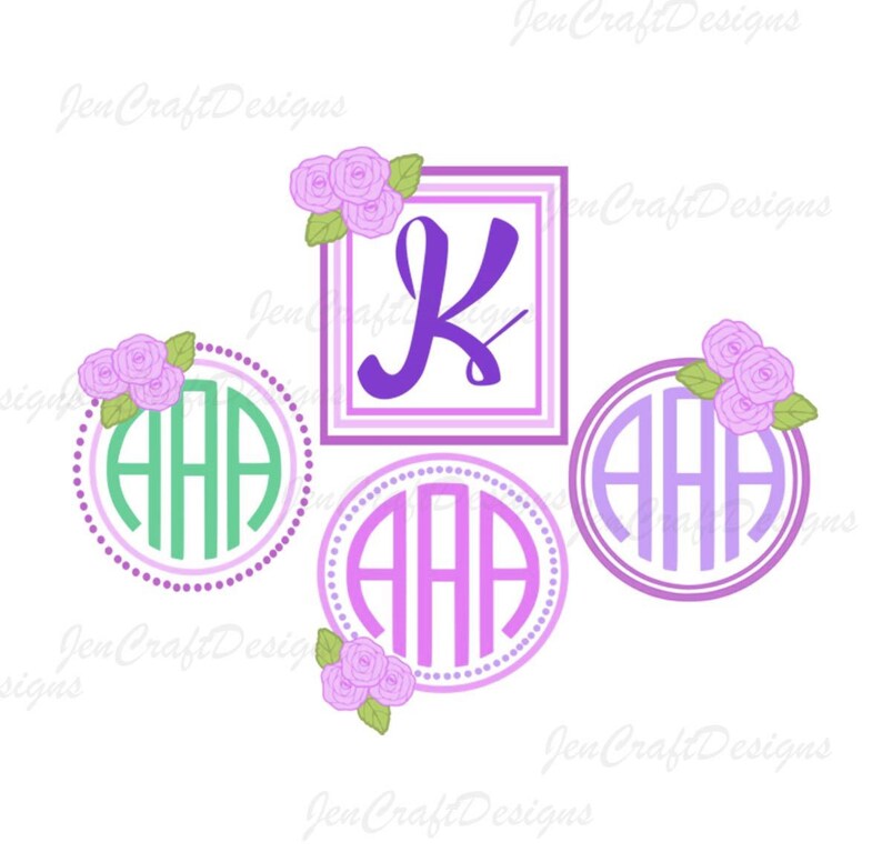 Download Art Collectibles Clip Art Dot Monogram Svg Eps Iron On Digital Download Cricut Silhouette Dxf Rose Monogram Frame Svg Spring Floral Flowers Monogram Cut Files Svg