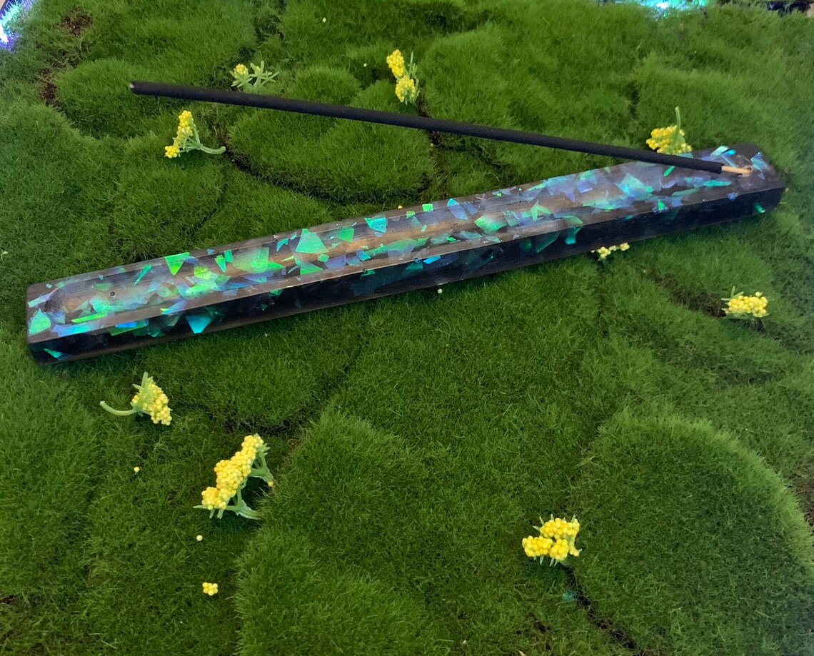 Incense Holder made with Resin and iridescent flakes... gifts Etsy