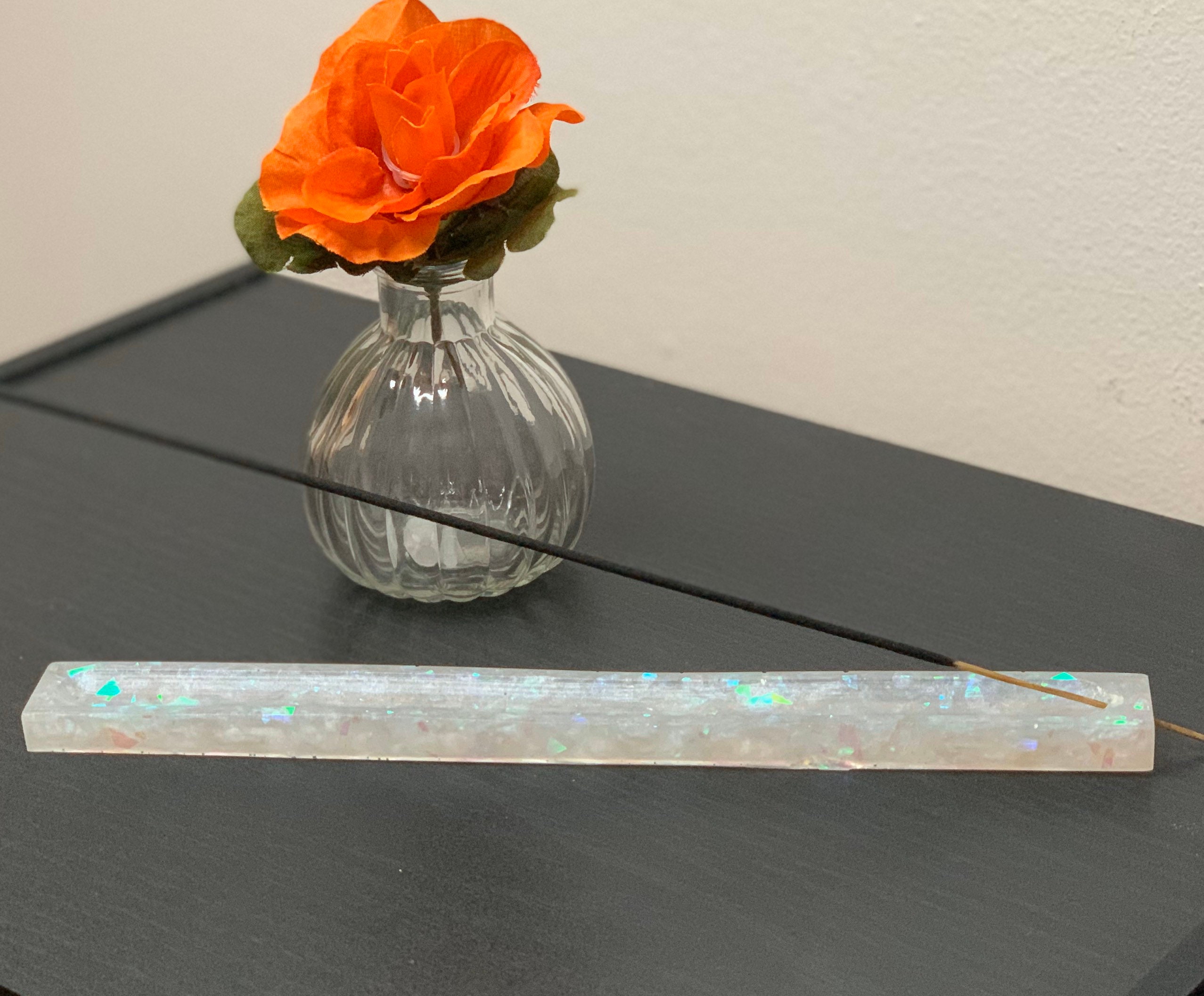 Incense Holder made with Resin and iridescent flakes... gifts under 2…