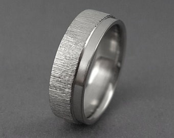 Titanium ring with cross notches and the rest polished - womens ring - mens ring - anniversary ring - wedding ring - engagement ring