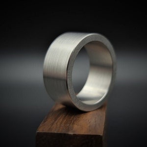 Eenvoudige dikke ring, moderne brede trouwringband, geborstelde dikke titanium ring, effen ring, platte klassieke ring, brede ring