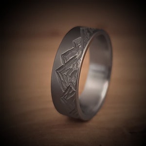 Mountain Range Ring - Titanium, Mens Wedding Ring, Womens Wedding Ring, Comfort Fit