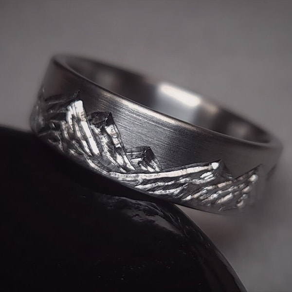 Mountain Ring, Mountain Wedding Band, Mens Mountain Range Ring, Womens Mountain Ring, Nature Mountain Jewelry, Gift for Mountain Lovers