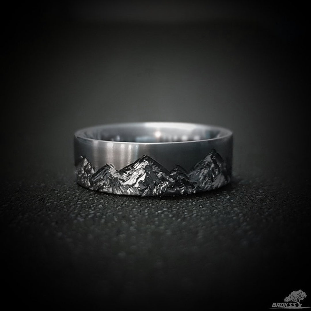 Mountain Range Ring - Titanium, Mens Wedding Ring, Womens Wedding Ring, Comfort Fit
