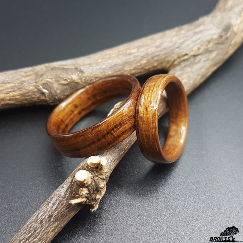 Teak Wooden Rings Set Wedding Rings Set Engagement Rings Etsy
