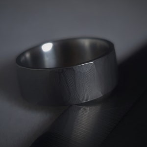 Dark Hammered Titanium Ring, Rugged Style Wedding Band, Men's Ring ...