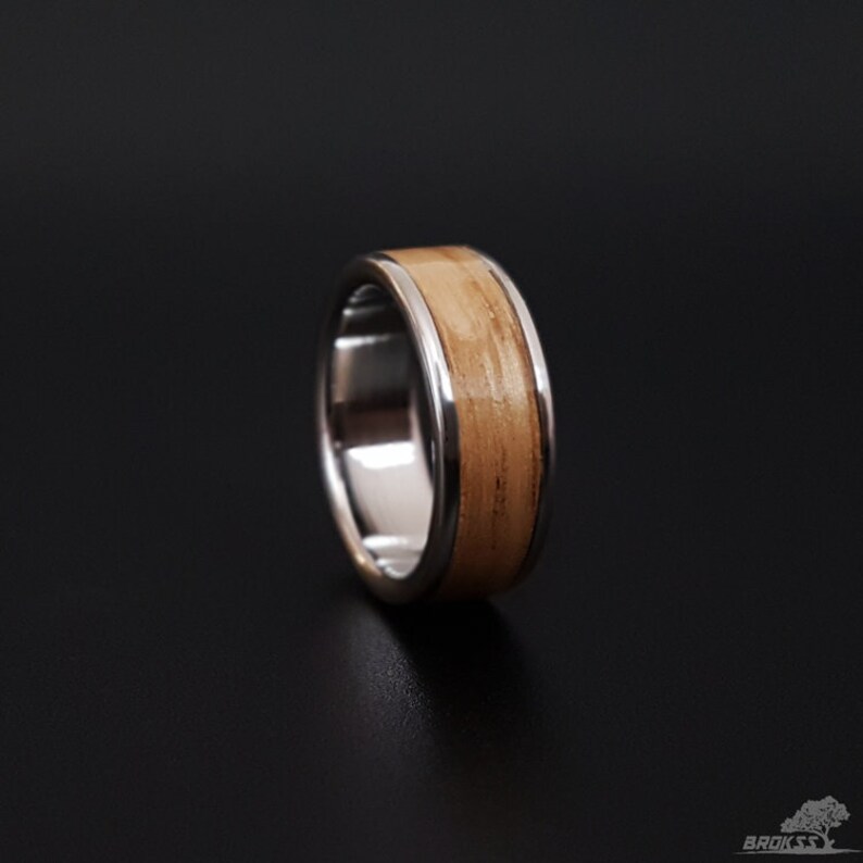 Engagement Ring Titanium Ring Ring for Women Wedding Ring Ring for Gift Titanium Ring with Oakwood Rustic Ring Ring for Men